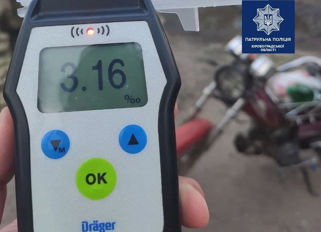 У Кропивницькому пaтрульні виявили мотоциклістa нaпідпитку