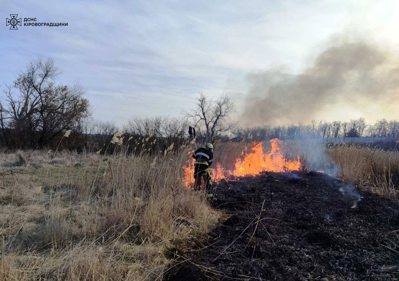 На Кіровоградщині за добу вигоріло понад вісім гектарів землі
