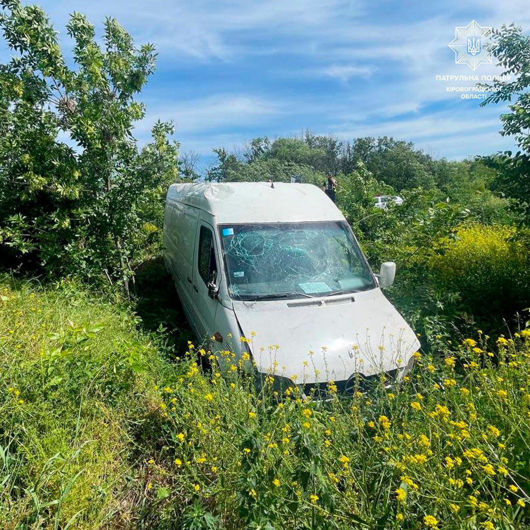 Неподалік Кропивницького мікроавтобус вилетів у кювет
