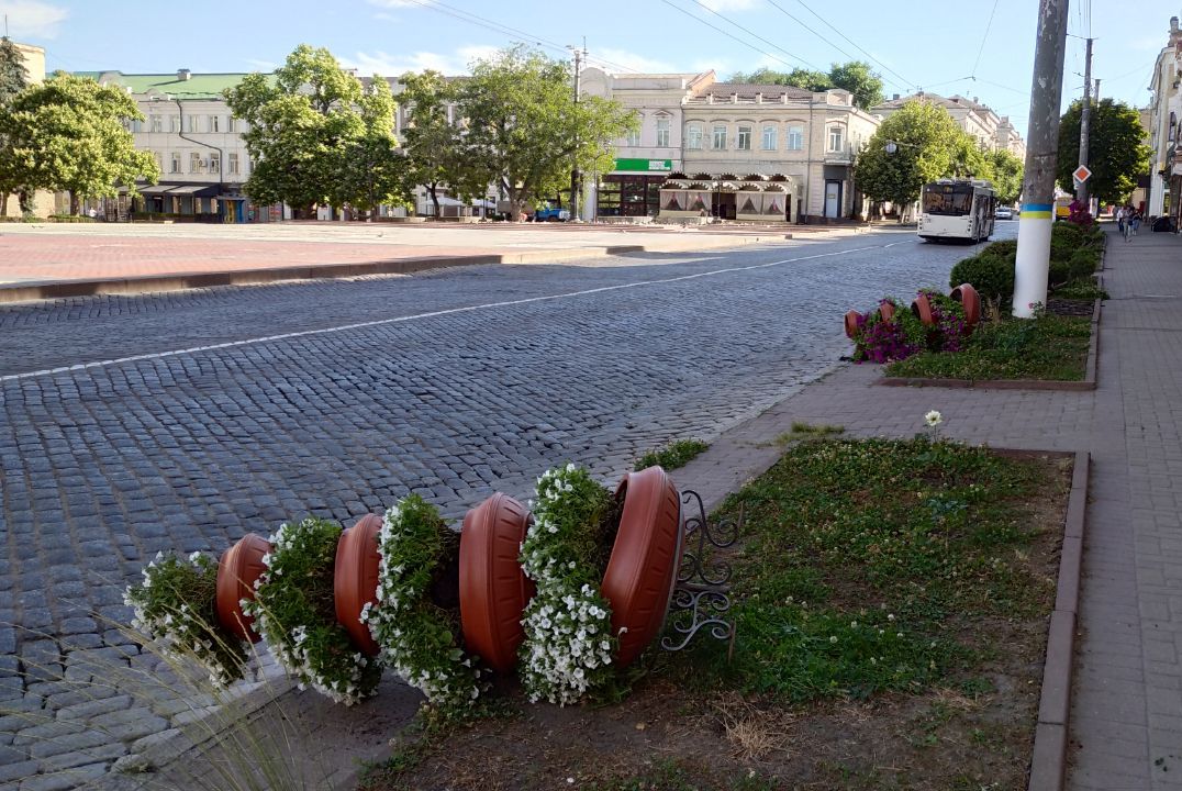 У Кропивницькому вандали перекинули термочаші з квітами