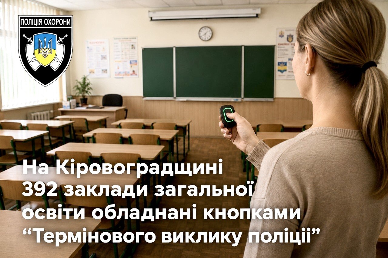 Майже 400 заклади освіти Кіровоградщини підключені до системи термінового виклику поліції